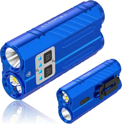 Vista 12 de Banral Potente linterna pequeña recargable, 3100 lúmenes altos, linternas tácticas planas, luz de flash de bolsillo compacto para automóvil