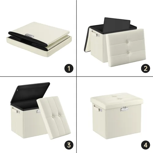 Vista 9 de DocSafe Otomana de almacenamiento con cerradura, caja de almacenamiento plegable de 17 pulgadas resistente al fuego y al agua con asas, segura