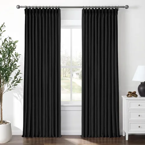 Vista 30 de CAPALOCA Cortinas extra de 60 pulgadas de ancho 100% opacas de 96 pulgadas Desnudo Natural