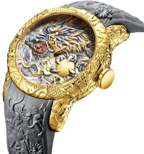 Vista 2 de Reloj de pulsera para hombre, de silicona, impermeable, deportivo, de cuarzo, con esqueleto mecánico, esfera grande