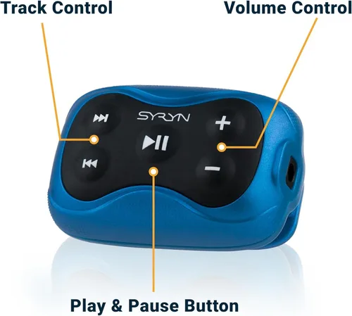Vista 4 de Swimbuds audífonos y reproductor de MP3 STRYN de 8 GB impermeable con función aleatoria