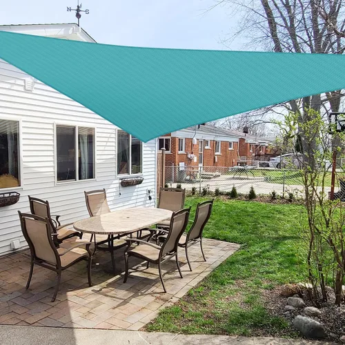 Vista 13 de Windscreen4less Toldo tipo vela triangular de 2 x 2 x 2 pies, para exteriores, bloqueo UV, para patio trasero, porche, pérgola, terraza, jardín Gris