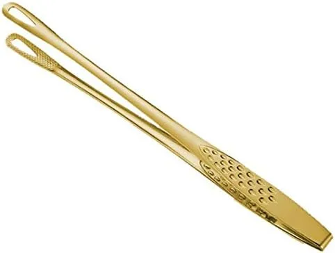 Vista 2 de Gold - Pinzas para servir alimentos, cocina, barbacoa, parrilla, freír, acero inoxidable, 2