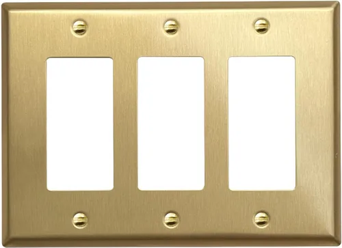 Vista 65 de Rio Salto BRASS Signature Collection MIDSIZE - Placa de pared de metal dorado para interruptor de luz o cubierta de tomacorriente, placa de pared