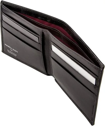 Vista 2 de Maxwell Scott - Cartera plegable de piel de lujo para hombre The Vittore Billetera clásica para recibos, Negro