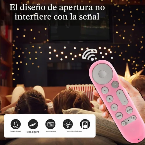 Vista 5 de Funda protectora para Google TV Streamer 4K 2024 Chromecast Remote Case Funda y caja de control remoto, brilla en la oscuridad, rosa brillante