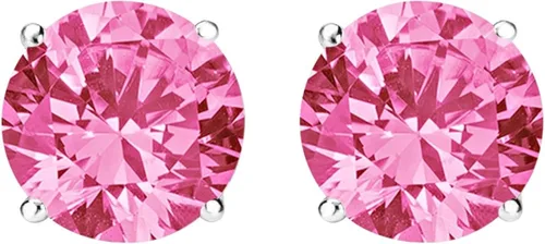 Vista 3 de Aretes tipo dormilona de zafiro rosa de 12-10 quilates, peso total, 4 puntas