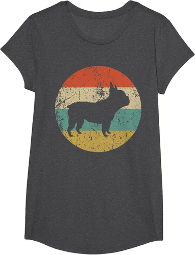 Vista 48 de Camiseta de perro retro de Bulldog Francés Negro