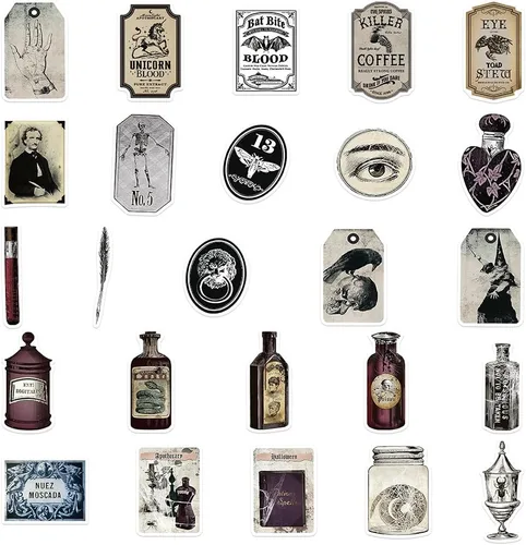 Vista 7 de 50 calcomanías vintage de poción C1-vintage Potion Stickers