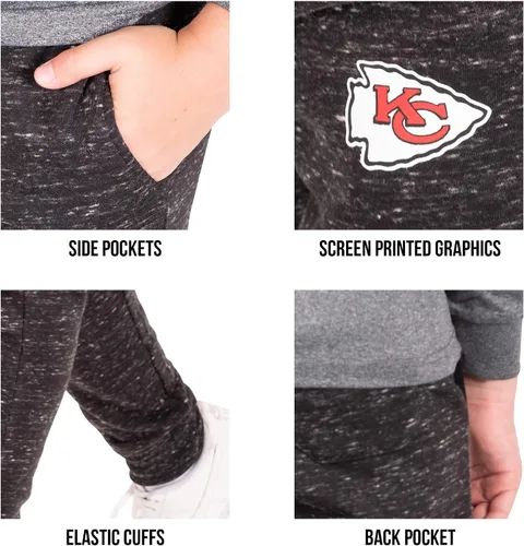 Vista 6 de Ultra Game Boys' NFL Black Snow Fleece Jogger Sweatpants