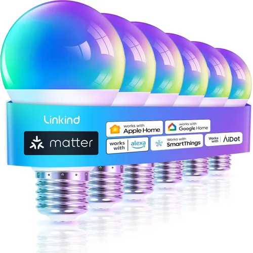 Vista 11 de Bombilla Inteligente Linkind Matter, 1100LM 75W Bombillas Inteligentes que Funcionan con Alexa/Apple Home/Google Home/SmartThings, Bombillas LED