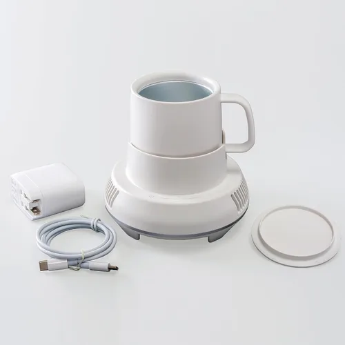 Vista 10 de Portavasos para automóvil con enfriador de bebidas, calentador inteligente de tazas, soporte para vasos 2 en 1 para automóvil (blanco con dorado)
