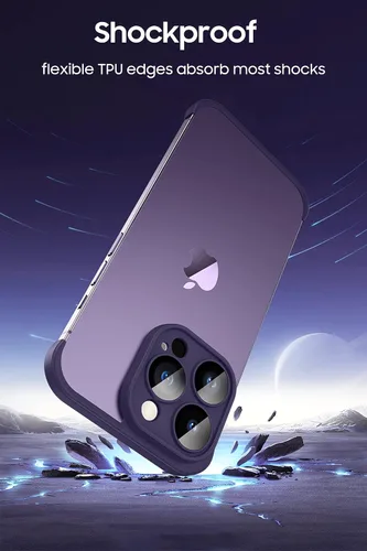Vista 5 de LEKEVO Funda sin marco para iPhone 15 Pro Max con protector de lente de cámara, funda delgada de TPU suave a prueba de golpes, carcasa minimalista