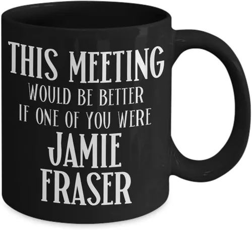 Vista 2 de Jamie Fraser Taza para fanático de Outlander regalo para mujeres Jamie taza para hombres regalo de Navidad divertidas tazas de café, 11onza, Negro