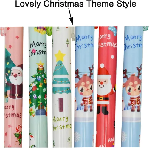 Vista 3 de Maydahui 12 bolígrafos de gel de Navidad de dibujos animados, bolígrafos de impresión retráctiles de Papá Noel, árboles de Navidad, muñeco de nieve