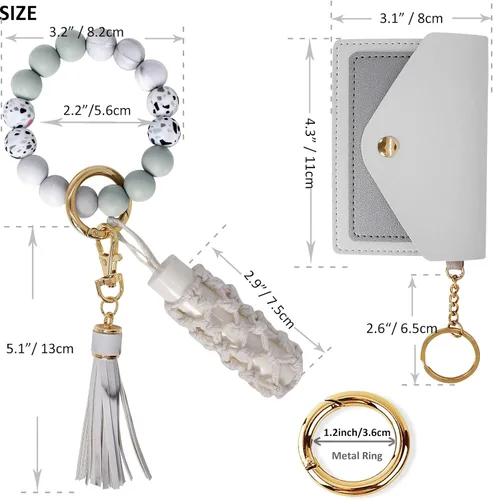 Vista 2 de BIHRTC Pulsera de silicona con llavero de pulsera con soporte de red para mujer