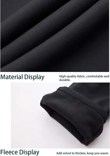 Vista 6 de EKLENTSON Pantalones de invierno para hombre con forro polar Softshell con bolsillos con cremallera