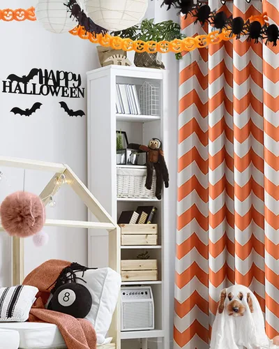 Vista 10 de Melodieux - Cortinas de chevron de moda para sala de estar y comedor, cortinas con ojales oscurecedores y parte superior para ventanas