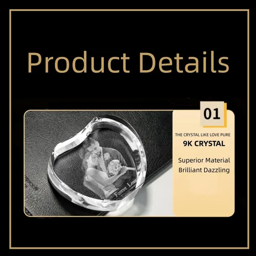 Vista 4 de Foto de cristal 3D personalizada, regalo romántico para hombres y mujeres, marcos de fotos de cristal grabados personalizados, regalos para el día