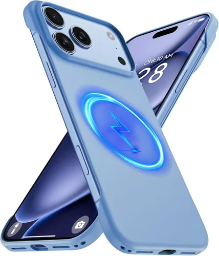 Vista 8 de GRECAZO - Funda magnética delgada sin marco para iPhone 17 Pro Max, color azul