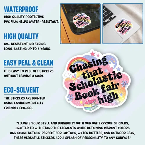 Vista 5 de 3 calcomanías de Chasing That Scholastic Book Fair High para lector Bookish Chasing That Scholastic Book Fair High Stickers 90s Nostalgia Bookworm