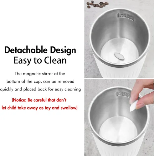 Vista 6 de Beyoung Taza de café autoagitadora, magnética automática de 14 onzas con 3 funciones de mezcla, vaso de viaje para automóvil para chocolate
