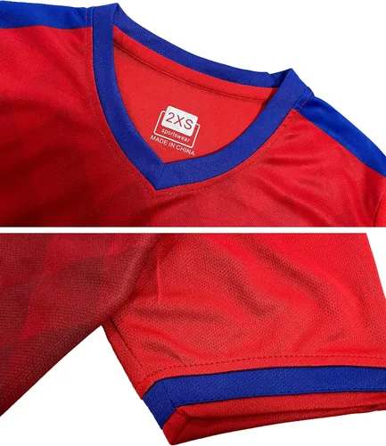 Vista 3 de Hiheart Conjunto de fútbol de camiseta de manga corta y pantalones cortos de malla para niños
