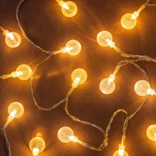 Vista 9 de Guirnalda de 100 luces de abeja alimentadas por USB, 50 pies de luz LED decorativa Cable transparente, bombillas LED blancas cálidas, premontadas