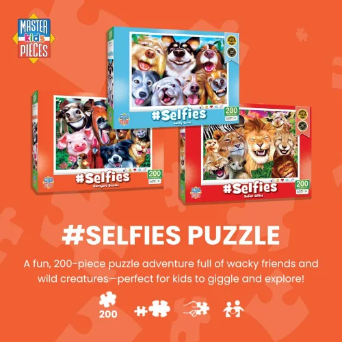 Vista 2 de Masterpieces Rompecabezas de 200 piezas para niños, #Selfies Barnyard Besties, 14 x 19 pulgadas