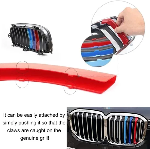 Vista 2 de Insertos de Parrilla Automotriz para BMW X7 G07 2019-2022 7 Rejillas, Accesorios para Parrilla Frontal G07,Tricolor ABS 7-Beam Grill Exterior Trim