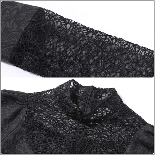 Vista 4 de MIAOCOS Yennefer Disfraz de mujer negro vestido de madre reina Cosplay fiesta adulto sirena falda gótica vintage medieval traje