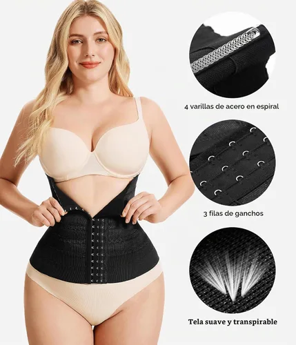 Vista 4 de Nebility Faja moldeadora de cintura para mujer con control de abdomen Negro