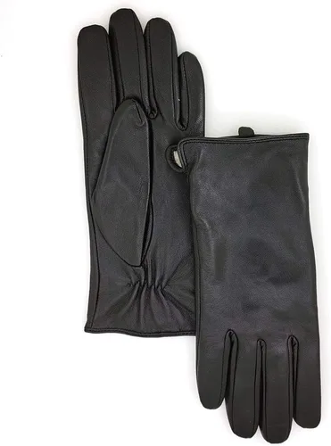 Vista 3 de ZLUXURQ Guantes de piel de cordero suave para mujer, con forro de cachemira