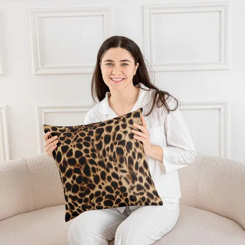 Vista 6 de Feelyou Juego de 2 fundas de almohada de leopardo de 16 x 16 pulgadas, fundas decorativas con estampado de guepardo, decoración del hogar, funda