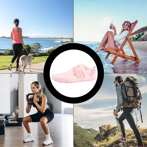 Vista 6 de Zapatos de agua para mujer y hombre, zapatos de natación, zapatos de yoga descalzos, zapatos de playa, calcetines acuáticos, zapatos de agua