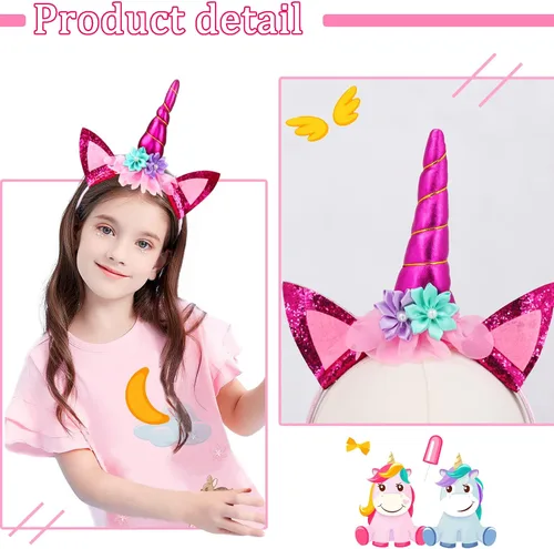 Vista 6 de iROLEWIN Capas y máscaras de unicornio arcoíris para niñas, disfraz de superhéroe de princesa, disfraz de princesa como regalos de fiesta