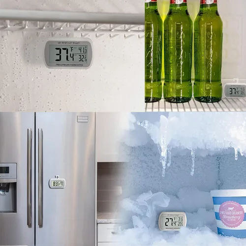 Vista 8 de AEVETE Termómetro digital impermeable para refrigerador con pantalla LCD grande, termómetro de sala de congelador con parte trasera magnética, sin