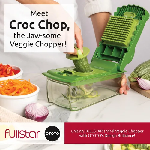 Vista 2 de fullstar NUEVO Fullstar X OTOTO Croc Chop Picador y Cortador de Verduras - Picador Multifuncional de Alimentos, Cortador de Cebolla de Cocodrilo