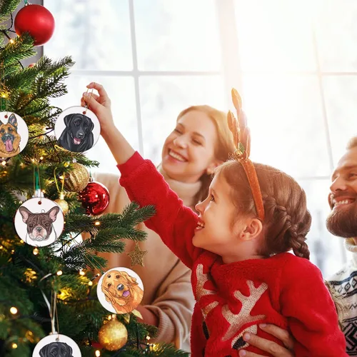 Vista 5 de Adornos dorados para árbol de Navidad de retriever, adornos colgantes de automóvil para amantes de los perrievers, regalo de decoración colgante