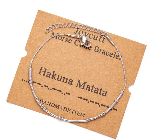 Vista 35 de JoycuFF Pulseras inspiradoras de código morse para mujeres, cuentas de plata, joyería con mantra de motivación, regalos para ella