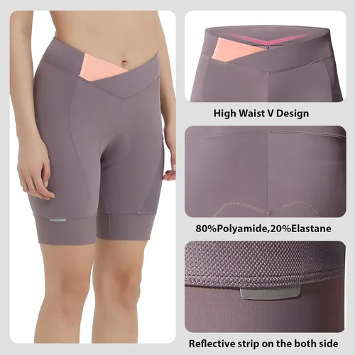 Vista 5 de Santic Pantalones cortos de ciclismo para mujer, mallas transpirables acolchadas