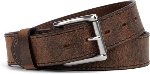 Vista 8 de El cinturón de cuero Baron para hombres Fabricado en EE. UU. Cinturón de cuero de grano completo para hombre Gris Avalancha
