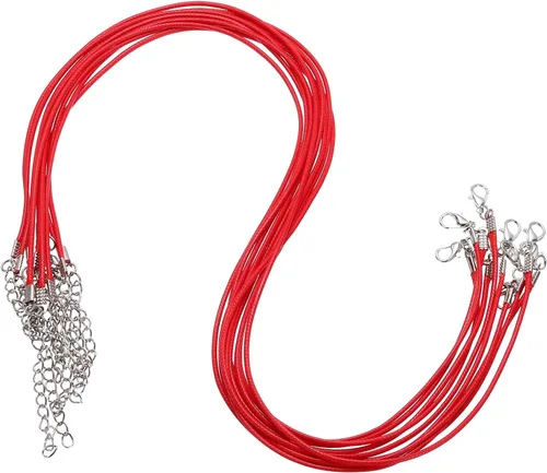 Vista 54 de MECCANIXITY 10 cordones de collar encerado de 18 pulgadas, cadena de collar a granel con cierre de 0.059 in de cuerda de cuero encerado para hacer