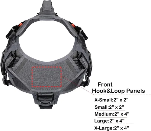 Vista 5 de ICEFANG - Arnés táctico para perro con 6 hebillas, chaleco con sistema molle con asa para perro, 3/4 del cuerpo, panel con velcro para parche
