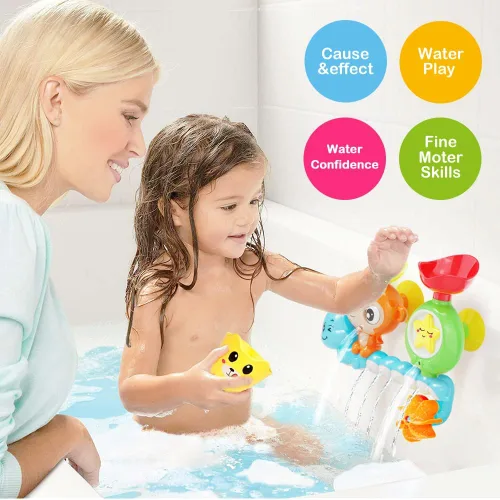 Vista 6 de G-WACK Juguetes de baño para niños pequeños de 1, 2 y 3 años, juguetes de agua para tina de bebé recién nacido, juguetes de agua interactivos