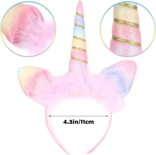 Vista 2 de Alas de unicornio con diadema para niñas alas de ángel de plumas accesorios de disfraz de Halloween decoraciones de cumpleaños