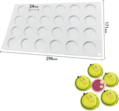Vista 3 de Molde de silicona para sellos de disco redondo plano, molde adhesivo para encerar, molde para pastel de chocolate, molde para hornear, bandeja