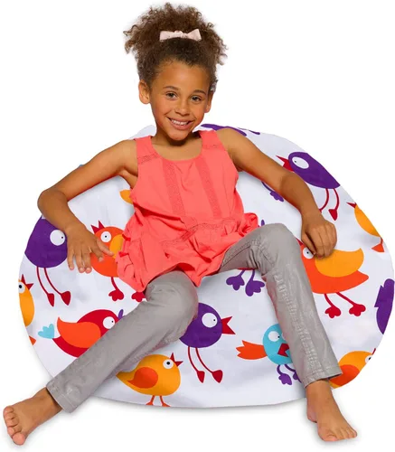 Vista 32 de Posh Beanbags - Sillón puff XL, 48 pulgadas, tela de lona para colorear - Mundo divertido Azul Rey Sólido