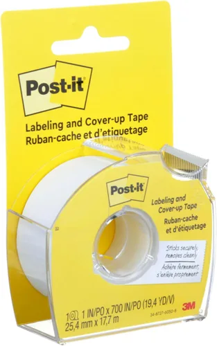 Vista 2 de Post-it Cinta de etiquetado y cobertura, rollo de 1 pulgada x 700 pulgadas, no recargable, prácticamente invisible en copias, ideal para etiquetado
