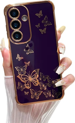 Vista 12 de ZTOFERA Funda de teléfono para Samsung Galaxy S23 Ultra 5G, elegante diseño de mariposa, para niñas y mujeres encantadoras, chapado suave, Negro